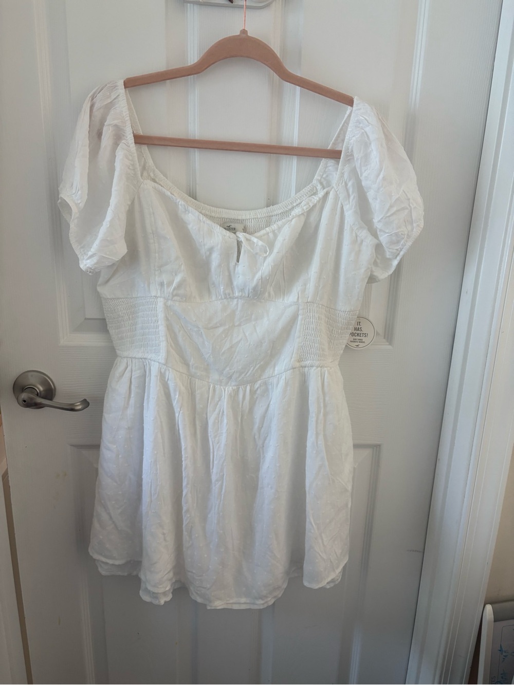 White Puff Sleeve Mini Dress